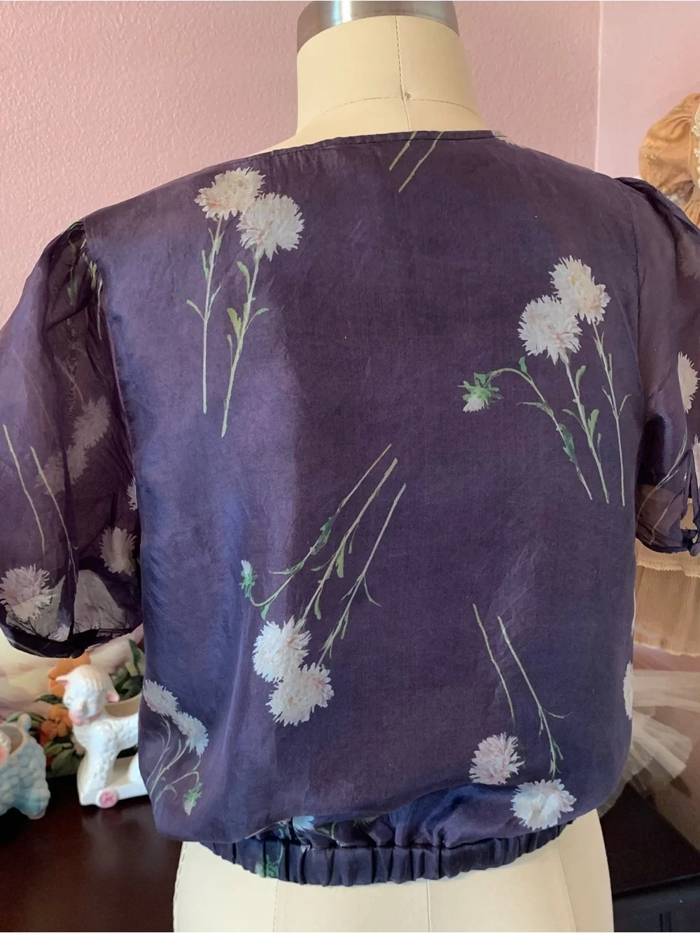 MADEWELL Women’s Silk Purple Floral Wrap Blouse